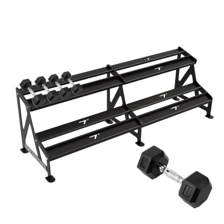 Sveltus Hexagon kézisúlyzó szett – BeStrong Strong Version állvánnyal